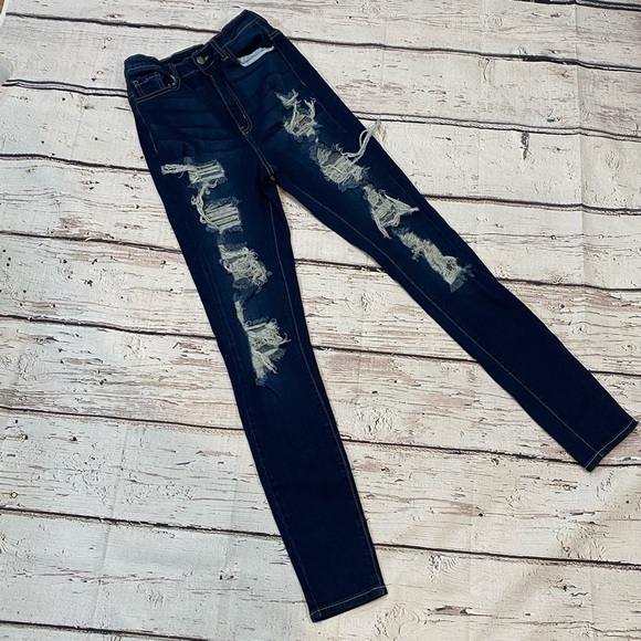FASHION NOVA Distressed Ripped Skinny Jeans-7 - Picture 2 of 4